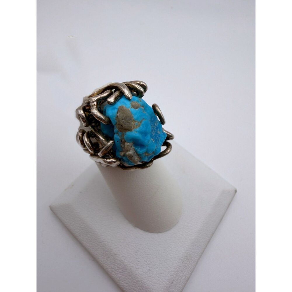 Chunky Raw Turquoise Ring - Brutalist Southwestern